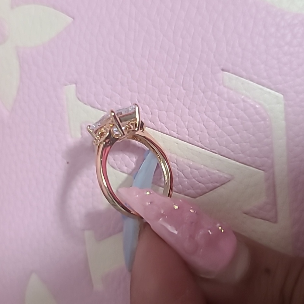 Rose Gold PLATED CZ Diamond Adjustable Ring - Picture 3 of 5